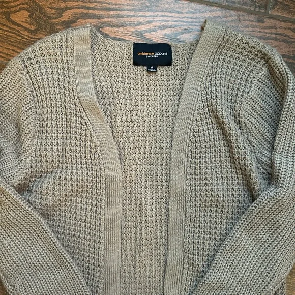 Cozy Knit Tan Cardigan with Pockets medium - Picture 2 of 4